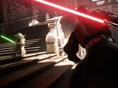 Capture d'écran de Star Wars Battlefront II montrant Yoda et Dark Maul