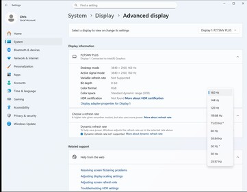 le mode standard est le 4K avec 160 Hz
