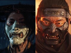Atsu (à gauche) de Ghost of Yōtei et Jin Sakai (à droite) de Ghost of Tsushima portent des masques de style oni distincts qui symbolisent leur transformation en légendes redoutées. (Source de l'image : Sucker Punch Productions)