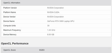 RTX 3060 Laptop GPU. (Source de l'image : Geekbench)