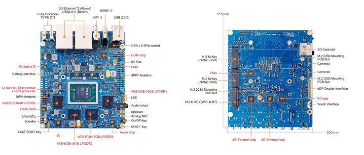 Le concurrent Raspberry Pi 5 dispose au total de trois emplacements M.2 (Image source : Orange Pi)