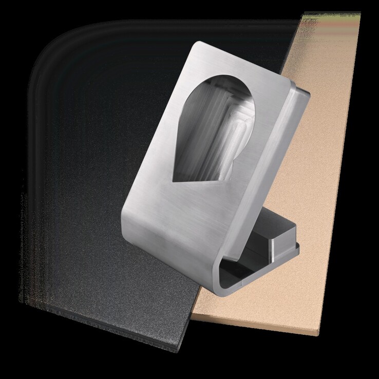Le boîtier en aluminium anodisé du "Skeleton Hard Disk" reprend les couleurs du tourne-disque yard-drive de 1978 de la société. (Source de l'image : Buffalo)