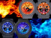 Deux modèles Casio présentent des dégradés de bleu vif déposés par évaporation, tandis que les deux autres ont des dégradés de cadran orange. (Source de l'image : Casio)
