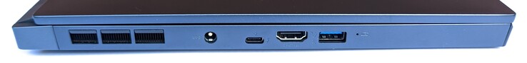 Côté gauche : ventilation, Thunderbolt 3, USB A 3.2 Gen 2.