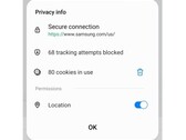 Menu d'information sur la confidentialité de Samsung Internet 19.0 Beta (Source : Samsung Newsroom South Korea)
