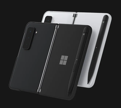 Microsoft Surface Duo 2 en Obsidian et Glacier