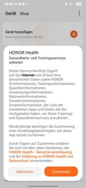 Honor Configuration de l'application santé