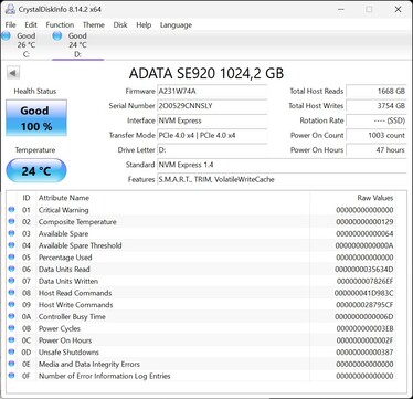 ATA SE920 fonctionne avec PCIe 4.0 x4