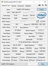 MSI GE76 Raider 11UH - GPUz