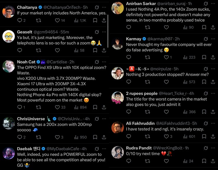 La réaction des médias sociaux a suivi de peu le post de Nothing.