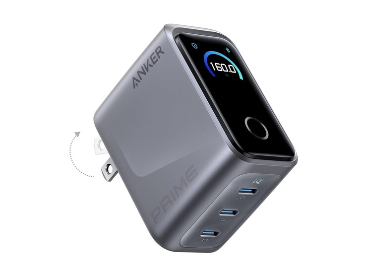 Le chargeur Anker Prime Charger (160W, 3 ports, Smart Display). (Source de l'image : Anker)