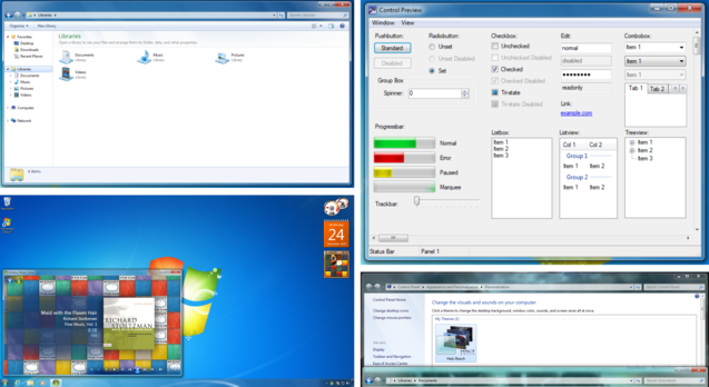 Classic 7 prend en charge le menu de démarrage et la barre des tâches de Windows 7, les thèmes, les gadgets et le verre Aero original lancé pour la première fois avec Windows Vista