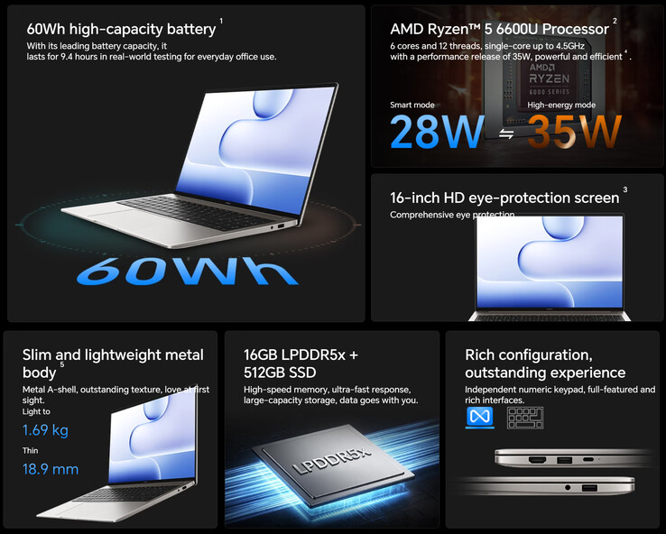 Principaux points forts du MagicBook X16 2026 6600U (traduction automatique)