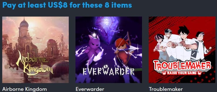 Image décorative. Le premier niveau contient 8 articles (Source de l'image : Humble Bundle)