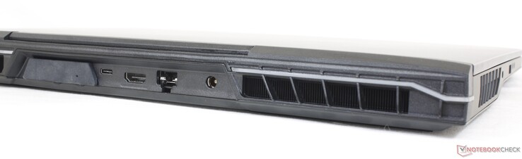 Arrière : Fixation du refroidisseur d'eau, USB-C avec Thunderbolt 4 + DisplayPort 1.4, RJ-45 2,5 Gbps, adaptateur secteur