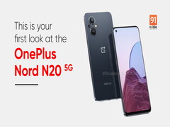 Des rendus du OnePlus Nord N20 5G ont fuité avec un design plat. (Image source : 91mobiles et OnLeaks)