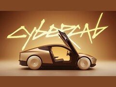 Une capture d'écran tirée d'une vidéo promotionnelle du Tesla CyberCab montrant une vue de profil du véhicule