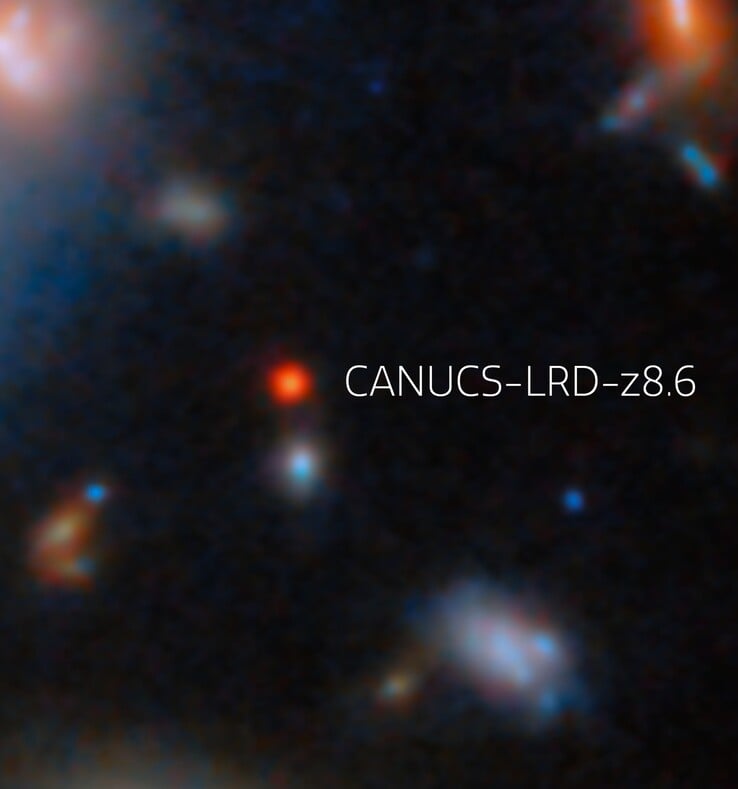 Image zoomée de CANUCS-LRD-z8.6 (Source de l'image : ESA/Webb, NASA & CSA, G. Rihtaršič, et R. Tripodi ; recadré)