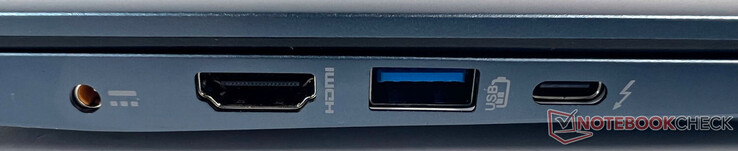 A gauche : 1x alimentation, 1x HDMI, 1x USB Type-A Gen 3.2, 1x USB Type-C avec Thunderbolt 4