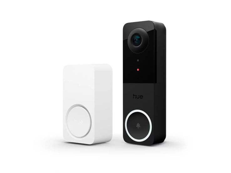 Le carillon intelligent Philips Hue Secure (à gauche) et la sonnette vidéo filaire Secure (à droite). (Source de l'image : Philips Hue)