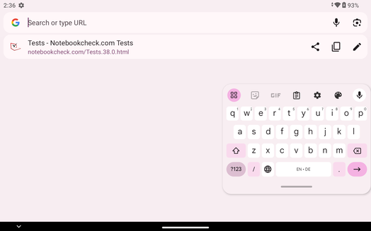 Le clavier en format paysage