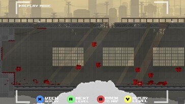 En photo : Une capture d'écran de Super Meat Boy.