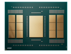 L'AMD Ryzen Threadripper Pro 9995WX dispose de 12 unités de calcul de part et d'autre de la face I/O. (Source de l'image : AMD)