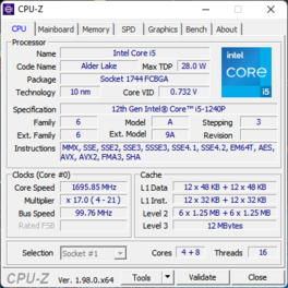 Page principale de CPU-Z