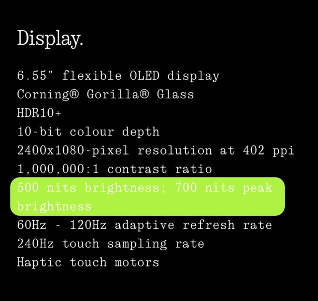 Spécifications du téléphone Nothing (1) aujourd'hui. (Image source : Nothing)