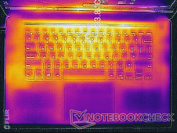 Dell XPS 15 7590 - Relevé thermique : Système au ralenti (au-dessus).