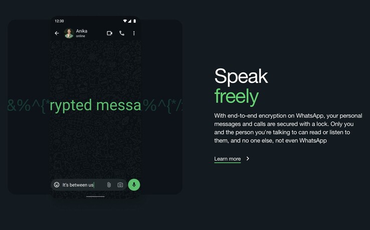 WhatsApp affirme que les conversations des utilisateurs sont cryptées de bout en bout, alors que la dernière action en justice prétend le contraire. (Source de l'image : WhatsApp)