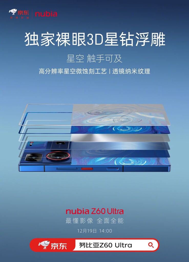 Le nouveau panneau arrière du Z60 Ultra en mode Starry Night. (Source : Nubia)