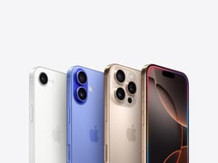 Image promotionnelle montrant les appareils photo de toutes les variantes de l&#039;iPhone 16 sur fond gris. (Source de l&#039;image : Apple)