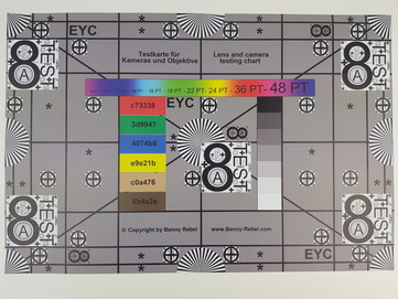 Samsung Galaxy Note 8 : photo Test chart (grand-angle).