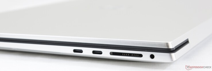 Côté droit : 2 USB C + Thunderbolt 3, lecteur de carte SD, prise jack.