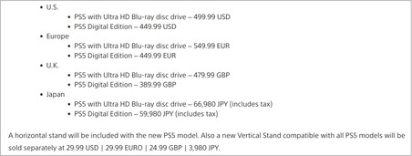 Prix des nouveaux modèles de PS5. (Source de l'image : PlayStation)