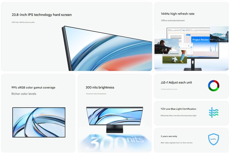 Principales caractéristiques de l'écran (Image source : Xiaomi - machine translated)