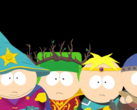 Les garçons se préparent au combat dans South Park : Le Bâton de la Vérité, chacun endossant son rôle imaginaire - sorcier, druide, paladin et guerrier (Source de l'image : via South Park Wiki / Fandom, téléchargée par Gastropod - © Ubisoft / South Park Digital Studios)