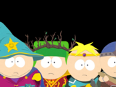 Les garçons se préparent au combat dans South Park : Le Bâton de la Vérité, chacun endossant son rôle imaginaire - sorcier, druide, paladin et guerrier (Source de l'image : via South Park Wiki / Fandom, téléchargée par Gastropod - © Ubisoft / South Park Digital Studios)
