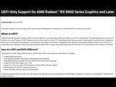Les derniers GPU de la série Radeon RX 9000 ne sont optimisés que pour les systèmes UEFI. (Source de l'image : AMD)