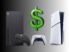 Les consoles Xbox et PlayStation sont représentées avec le symbole du dollar (Source de l'image : Microsoft Xbox Gaming, Sony PlayStation avec modifications)