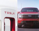 Ford va effectivement doubler le nombre de chargeurs rapides pour les propriétaires de ses véhicules électriques grâce à un élargissement aux Superchargers de Tesla. (Source de l'image : Tesla/Ford - édité)