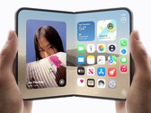 Deux mains tiennent chacune un iPhone Duo, l’un plié et l’autre déplié