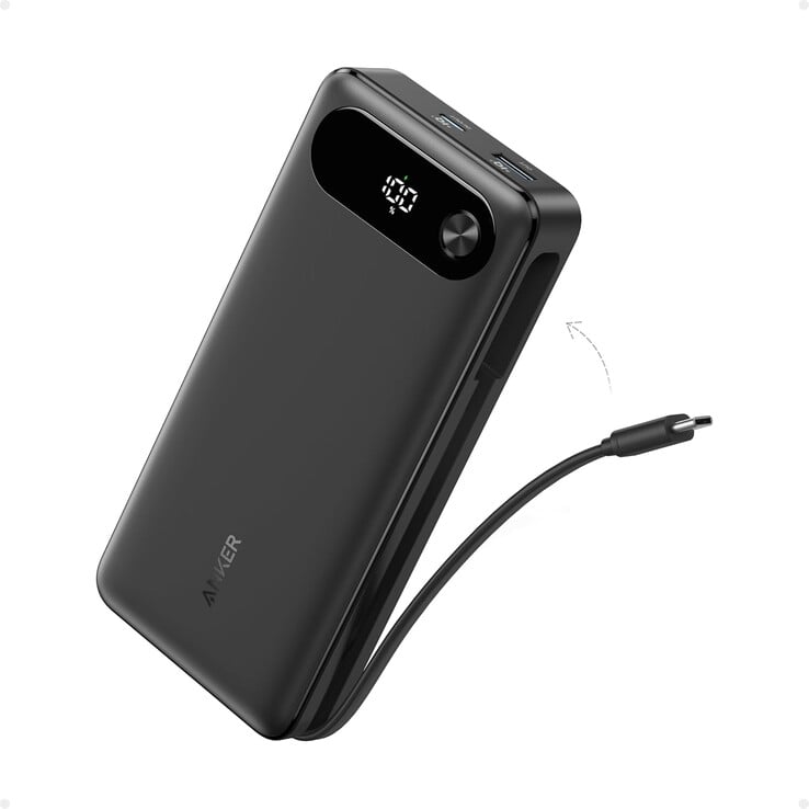 La nouvelle Anker Zolo 22,5W Power Bank 10K dispose d'un câble intégré comme l'ancienne Anker Power Bank (20K, 87W, câble USB-C intégré) (photo). (Source de l'image : AnkerInsider)