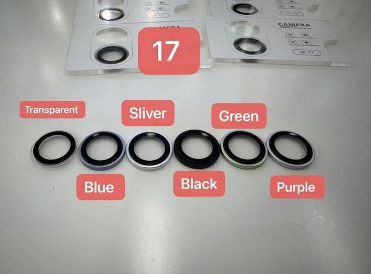 Les anneaux de protection de l'appareil photo qui sont censés révéler les couleurs de l'iPhone 17.