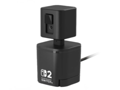 La caméra GameChat de Hori, plus abordable, peut être montée directement sur la Switch 2 ou utilisée avec le socle amovible. (Source de l&#039;image : Hori)