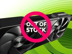 Le GPU de Nvidia avec le symbole de rupture de stock est montré (Source de l'image : Nvidia avec modifications)