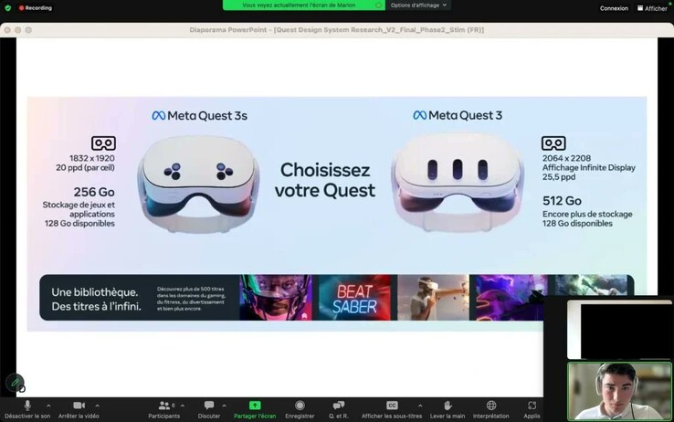 La supposée capture d'écran détaillant le Meta Quest 3S. (Image de u/LuffySanKira via @Lunayian sur X)