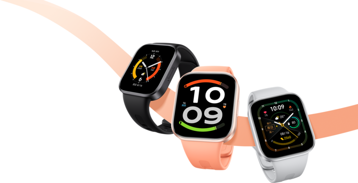 La montre connectée Redmi Watch 6 Active est disponible en trois coloris : gris métallisé, orange et argent (de gauche à droite)