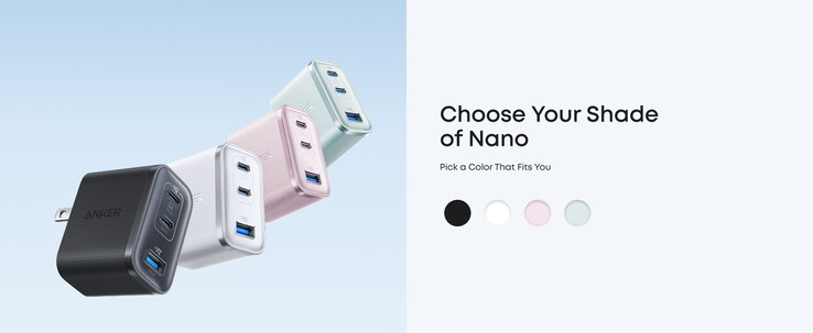 Le chargeur Anker Nano (70W, 3 ports) pourrait être proposé en plusieurs couleurs à l'avenir. (Source de l'image : Anker)